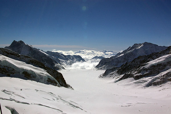 Mount Jungfrau, Switlerland. Aletch Gletcher. Jungfraujoch - Top of Europe