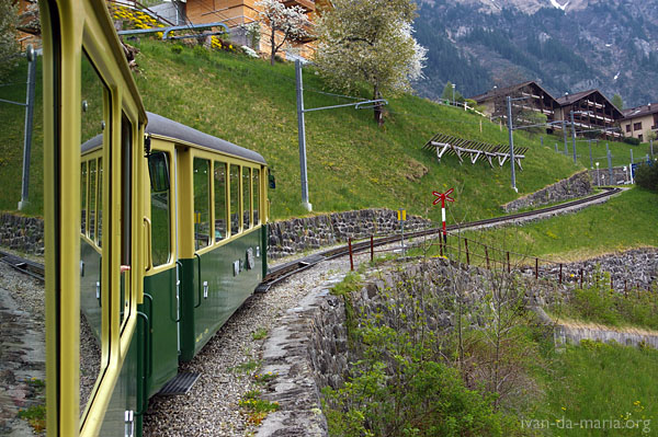 WAB - Wengernalpbahn, Switlerland. Kleine Scheidegg to Grindelwald, Lauterbrunnen to Wengen, Lauterbrunnen to Kleine Scheidegg